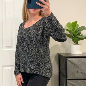 JD Style Women's Black Elbow Patch Black Speckled Sweater - size M